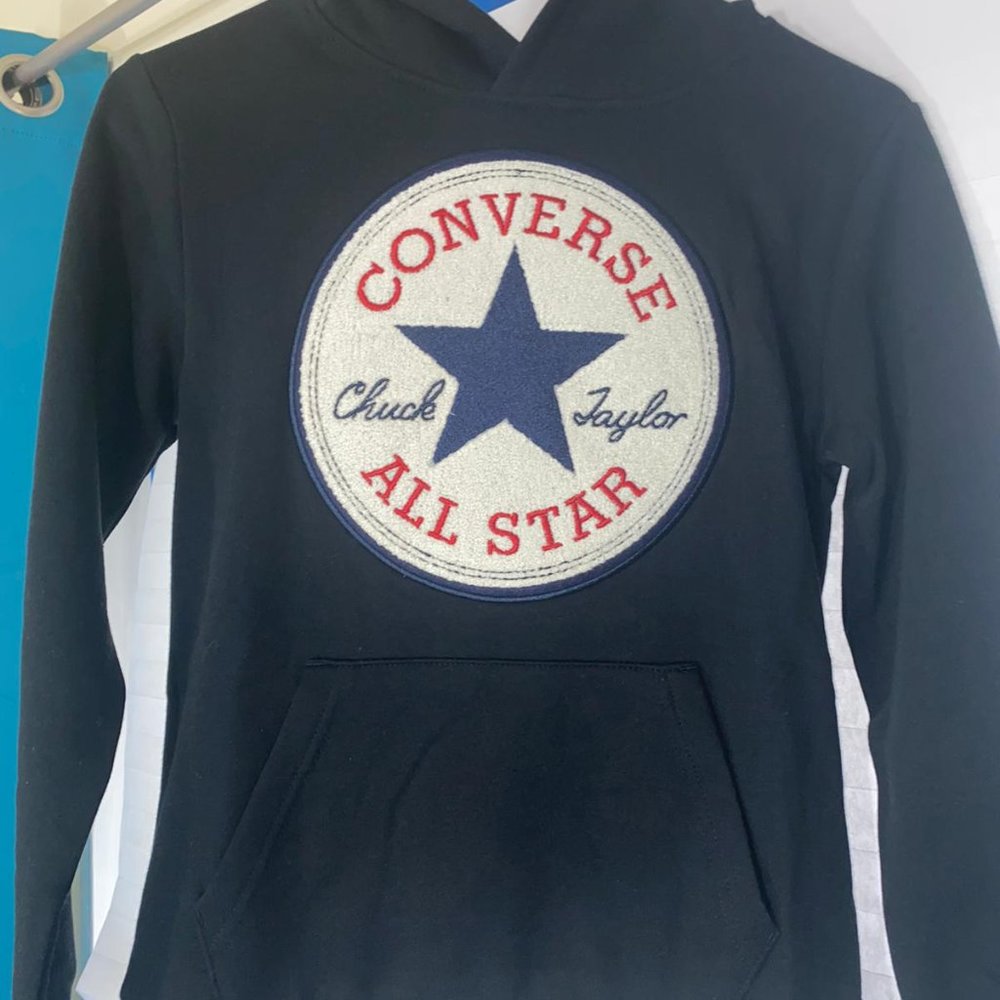 Converse Big Boy Chuck Patch Fleece Pullover Black Hoodie - Picture 5 of 12